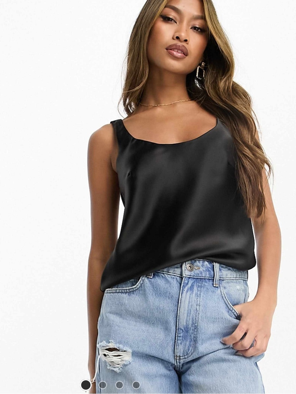 Black Satin Tank Top